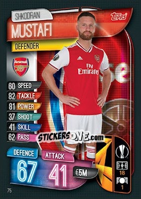Sticker Shkodran Mustafi - UEFA Champions League 2019-2020. Match Attax. UK Edition n. 75 - Topps