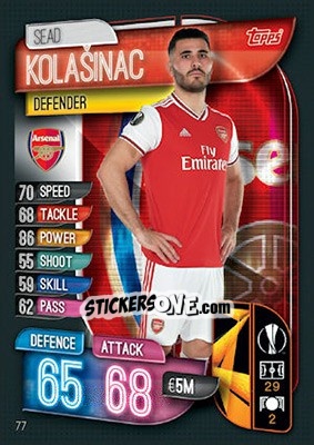 Sticker Sead Kolašinac - UEFA Champions League 2019-2020. Match Attax. UK Edition n. 77 - Topps