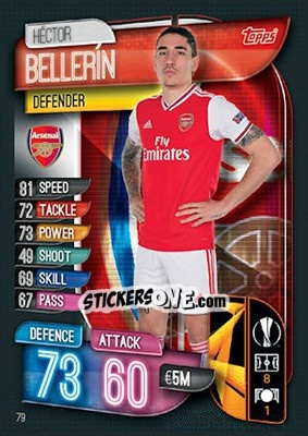 Sticker Héctor Bellerín - UEFA Champions League 2019-2020. Match Attax. UK Edition n. 79 - Topps