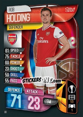 Figurina Rob Holding - UEFA Champions League 2019-2020. Match Attax. UK Edition n. 80 - Topps
