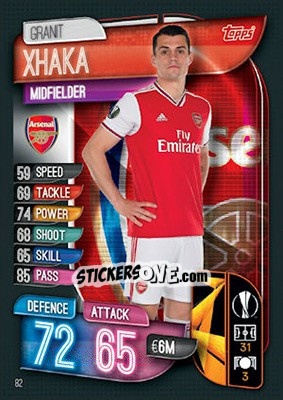 Sticker Granit Xhaka - UEFA Champions League 2019-2020. Match Attax. UK Edition n. 82 - Topps