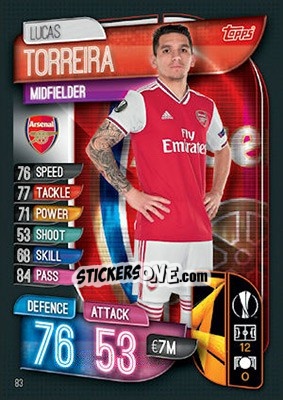 Sticker Lucas Torreira - UEFA Champions League 2019-2020. Match Attax. UK Edition n. 83 - Topps