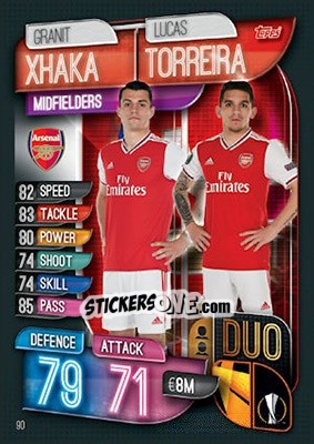 Sticker Granit Xhaka / Lucas Torreira - UEFA Champions League 2019-2020. Match Attax. UK Edition - Topps