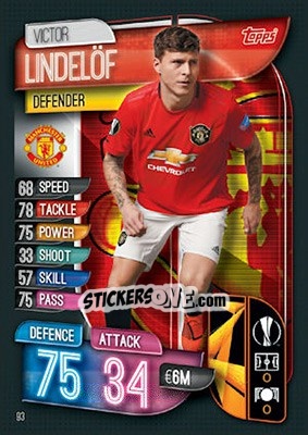 Cromo Victor Lindelöf - UEFA Champions League 2019-2020. Match Attax. UK Edition - Topps