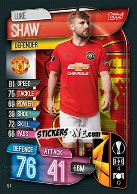 Sticker Luke Shaw - UEFA Champions League 2019-2020. Match Attax. UK Edition n. 94 - Topps