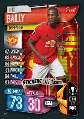 Sticker Eric Bailly - UEFA Champions League 2019-2020. Match Attax. UK Edition n. 97 - Topps