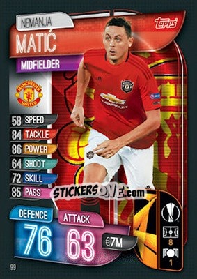 Sticker Nemanja Matic - UEFA Champions League 2019-2020. Match Attax. UK Edition n. 99 - Topps