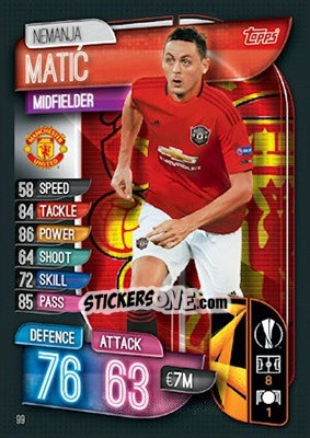 Cromo Nemanja Matic - UEFA Champions League 2019-2020. Match Attax. UK Edition - Topps