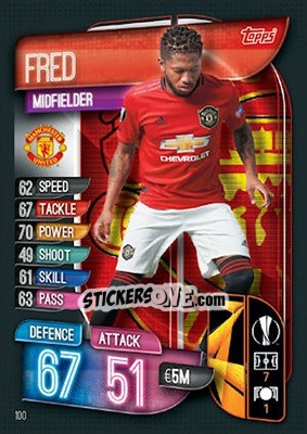 Sticker Fred - UEFA Champions League 2019-2020. Match Attax. UK Edition n. 100 - Topps