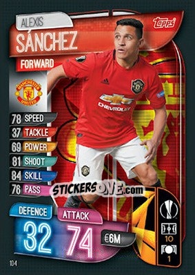 Sticker Alexis Sánchez - UEFA Champions League 2019-2020. Match Attax. UK Edition n. 104 - Topps