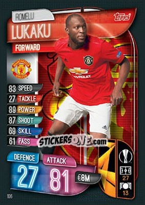 Sticker Romelu Lukaku - UEFA Champions League 2019-2020. Match Attax. UK Edition - Topps