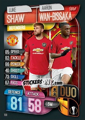 Sticker Luke Shaw / Aaron Wan-Bissaka - UEFA Champions League 2019-2020. Match Attax. UK Edition n. 108 - Topps