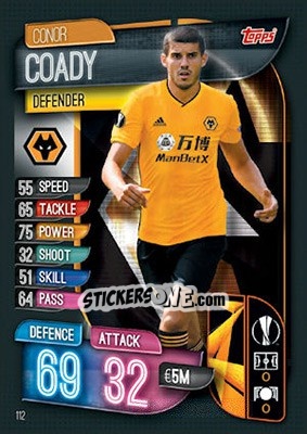Sticker Conor Coady - UEFA Champions League 2019-2020. Match Attax. UK Edition n. 112 - Topps