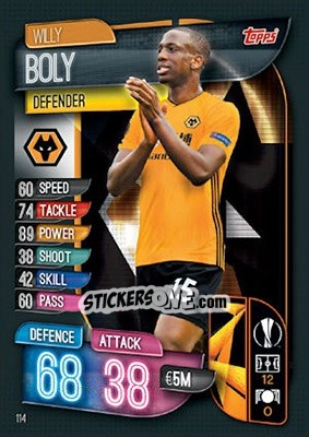 Sticker Willy Boly - UEFA Champions League 2019-2020. Match Attax. UK Edition n. 114 - Topps