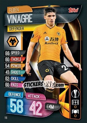 Sticker Ruben Vinagre - UEFA Champions League 2019-2020. Match Attax. UK Edition n. 116 - Topps
