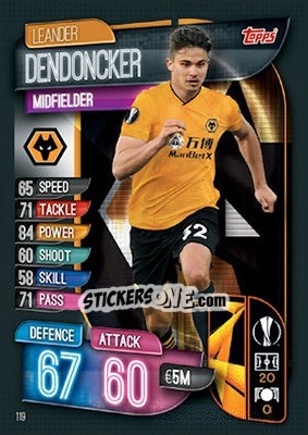 Sticker Leander Dendoncker - UEFA Champions League 2019-2020. Match Attax. UK Edition n. 119 - Topps