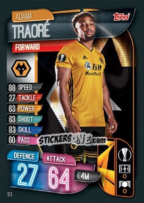 Sticker Adama Traoré - UEFA Champions League 2019-2020. Match Attax. UK Edition n. 123 - Topps