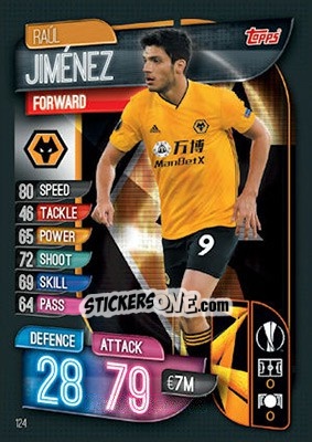 Sticker Raúl Jiménez - UEFA Champions League 2019-2020. Match Attax. UK Edition n. 124 - Topps