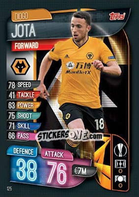 Sticker Diogo Jota - UEFA Champions League 2019-2020. Match Attax. UK Edition n. 125 - Topps
