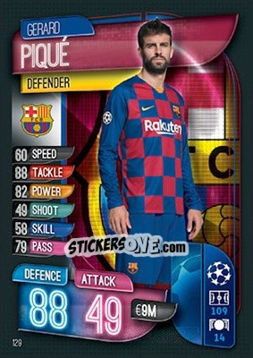 Sticker Gerard Piqué - UEFA Champions League 2019-2020. Match Attax. UK Edition n. 129 - Topps