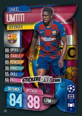 Sticker Samuel Umtiti - UEFA Champions League 2019-2020. Match Attax. UK Edition n. 132 - Topps