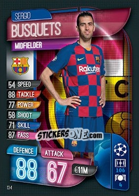 Cromo Sergio Busquets - UEFA Champions League 2019-2020. Match Attax. UK Edition - Topps