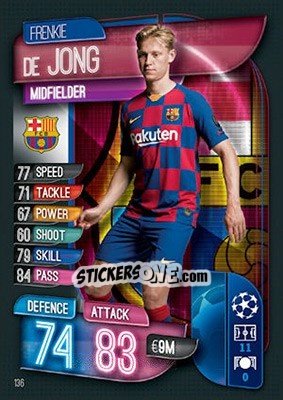 Sticker Frenkie de Jong - UEFA Champions League 2019-2020. Match Attax. UK Edition - Topps