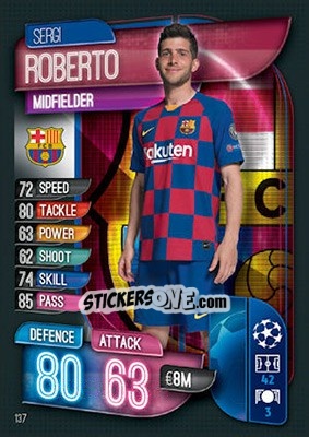 Sticker Sergi Roberto - UEFA Champions League 2019-2020. Match Attax. UK Edition n. 137 - Topps