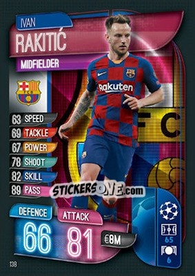 Sticker Ivan Rakitic - UEFA Champions League 2019-2020. Match Attax. UK Edition n. 138 - Topps