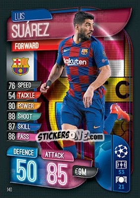 Sticker Luis Suárez - UEFA Champions League 2019-2020. Match Attax. UK Edition n. 140 - Topps