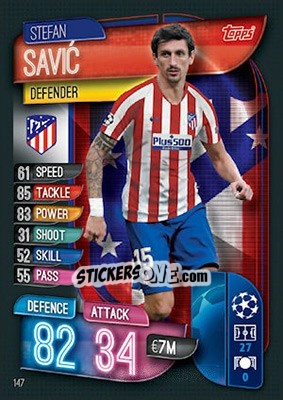 Sticker Stefan Savic - UEFA Champions League 2019-2020. Match Attax. UK Edition n. 147 - Topps
