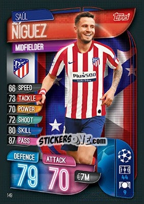 Sticker Saúl Ñíguez - UEFA Champions League 2019-2020. Match Attax. UK Edition n. 149 - Topps