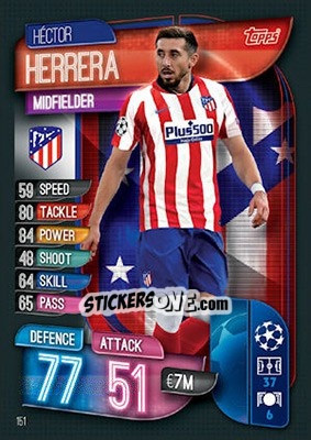 Sticker Héctor Herrera - UEFA Champions League 2019-2020. Match Attax. UK Edition n. 151 - Topps