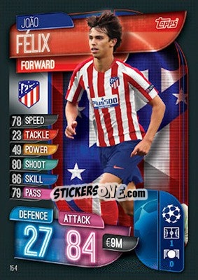 Sticker João Félix - UEFA Champions League 2019-2020. Match Attax. UK Edition n. 154 - Topps