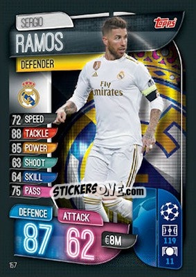 Sticker Sergio Ramos - UEFA Champions League 2019-2020. Match Attax. UK Edition n. 157 - Topps
