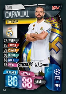 Sticker Dani Carvajal - UEFA Champions League 2019-2020. Match Attax. UK Edition n. 159 - Topps