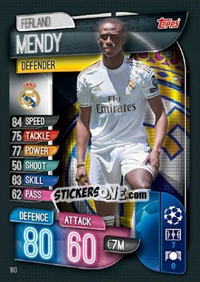 Sticker Ferland Mendy - UEFA Champions League 2019-2020. Match Attax. UK Edition n. 160 - Topps