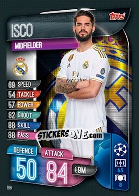 Sticker Isco - UEFA Champions League 2019-2020. Match Attax. UK Edition n. 166 - Topps