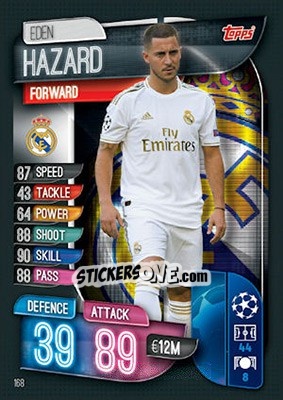 Sticker Eden Hazard - UEFA Champions League 2019-2020. Match Attax. UK Edition n. 168 - Topps