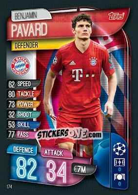 Sticker Benjamin Pavard - UEFA Champions League 2019-2020. Match Attax. UK Edition n. 174 - Topps