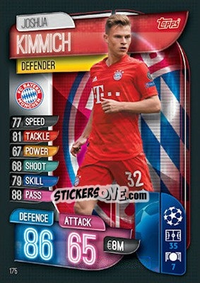 Sticker Joshua Kimmich - UEFA Champions League 2019-2020. Match Attax. UK Edition n. 175 - Topps