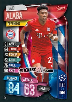 Sticker David Alaba - UEFA Champions League 2019-2020. Match Attax. UK Edition - Topps