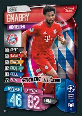Sticker Serge Gnabry - UEFA Champions League 2019-2020. Match Attax. UK Edition n. 180 - Topps