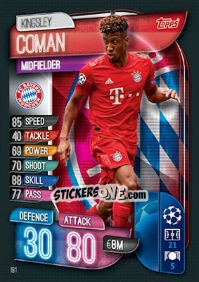 Sticker Kingsley Coman - UEFA Champions League 2019-2020. Match Attax. UK Edition n. 181 - Topps