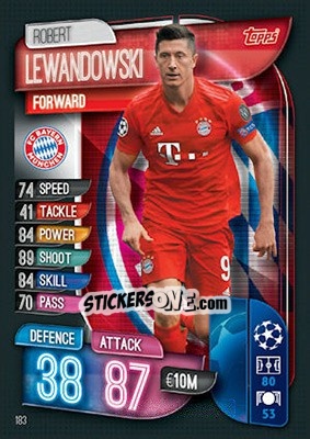 Sticker Robert Lewandowski - UEFA Champions League 2019-2020. Match Attax. UK Edition n. 183 - Topps