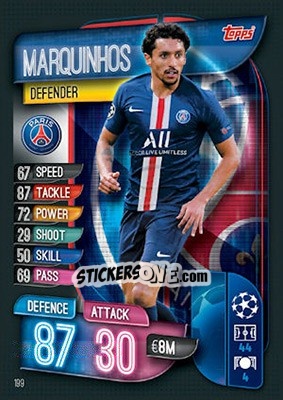 Sticker Marquinhos - UEFA Champions League 2019-2020. Match Attax. UK Edition n. 199 - Topps