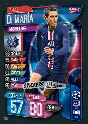Sticker Ángel Di María - UEFA Champions League 2019-2020. Match Attax. UK Edition n. 205 - Topps