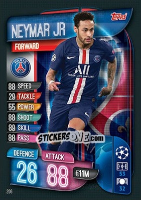 Sticker Neymar Jr - UEFA Champions League 2019-2020. Match Attax. UK Edition n. 206 - Topps