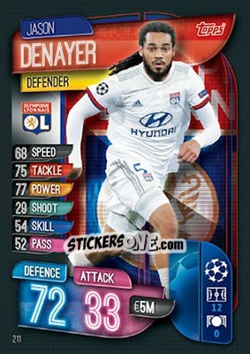 Sticker Jason Denayer - UEFA Champions League 2019-2020. Match Attax. UK Edition n. 211 - Topps