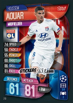 Sticker Houssem Aouar - UEFA Champions League 2019-2020. Match Attax. UK Edition n. 213 - Topps